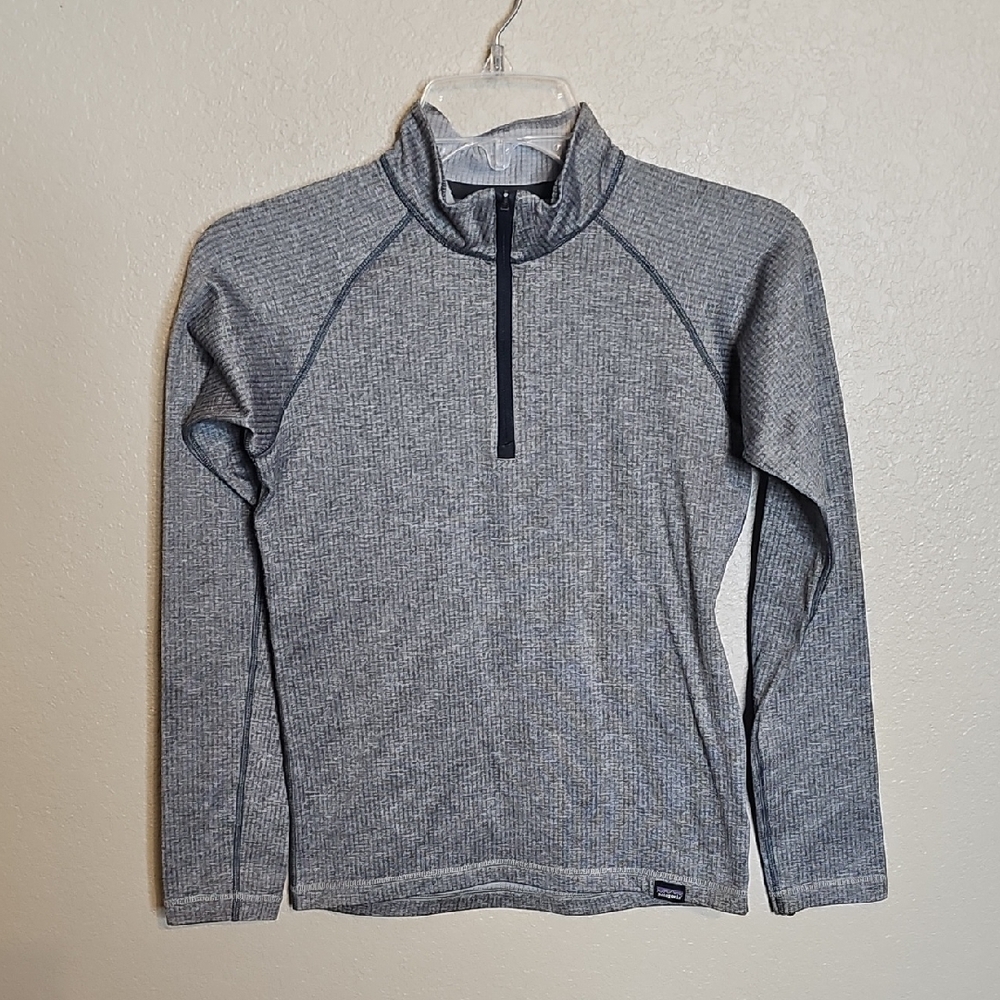 Kids Large Gray Capilene Baselayer Heavyweight Q Zip Sweater Long Sleeve Top‎